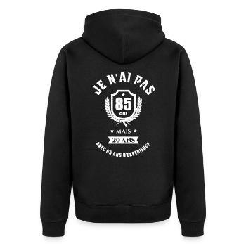 CADEAU ANNIVERSAIRE 85 ANS - Veste à capuche bio Premium Unisexe - noir - Dos - Nico (187cm)