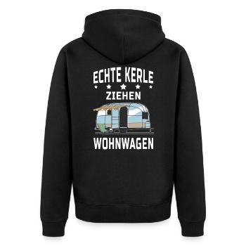 Camping Echte Kerle ziehen Wohnwagen Camper Herren - Unisex Premium Bio Zip Hoodie - Schwarz - Hinten - Nico (187cm)
