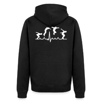 Parcours d'obstacles Parkour Heartbeat Parkour Runner - Veste à capuche bio Premium Unisexe - noir - Dos - Nico (187cm)