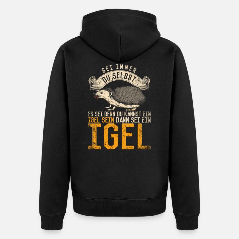 Vintage Igel Spruch - Unisex Premium Bio Zip Hoodie - Schwarz