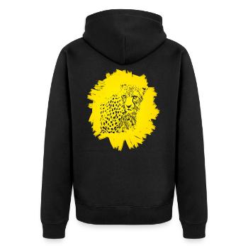 cheetah - Unisex Premium Organic Zip Hoodie - black - Back - Nico (187cm)