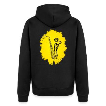 Saxophon - Unisex Premium Bio Zip Hoodie - Schwarz - Hinten - Nico (187cm)