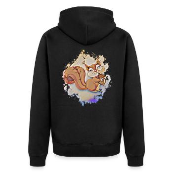 squirrel - Unisex Premium Organic Zip Hoodie - black - Back - Nico (187cm)