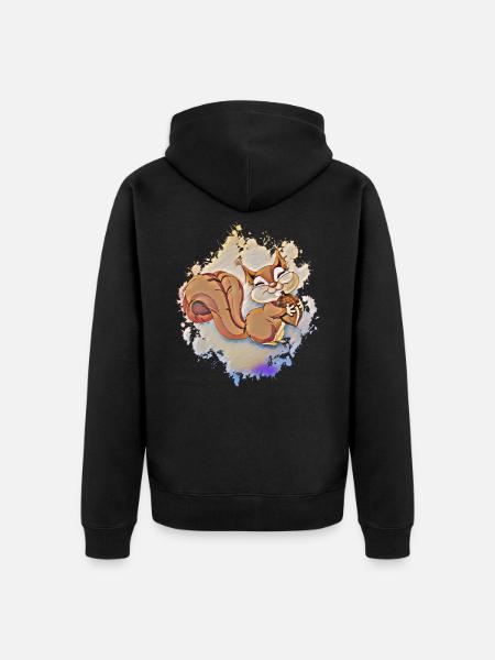 squirrel - Unisex Premium Organic Zip Hoodie - black