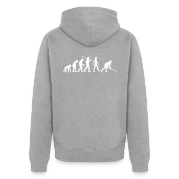 Hockey Evolution Feldhockey - Unisex Premium Bio Zip Hoodie - Grau meliert - Hinten - Nico (187cm)
