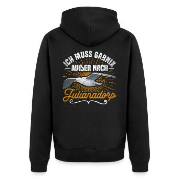 Julianadorp Niederlande Strand Möwen - Unisex Premium Bio Zip Hoodie - Schwarz - Hinten - Nico (187cm)