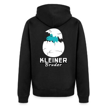 Kleiner Bruder Dinosaurier - Unisex Premium Bio Zip Hoodie - Schwarz - Hinten - Nico (187cm)