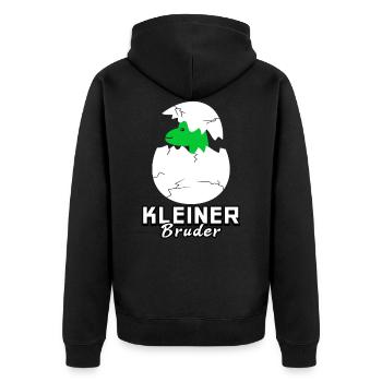 Kleiner Bruder Dinosaurier - Unisex Premium Bio Zip Hoodie - Schwarz - Hinten - Nico (187cm)