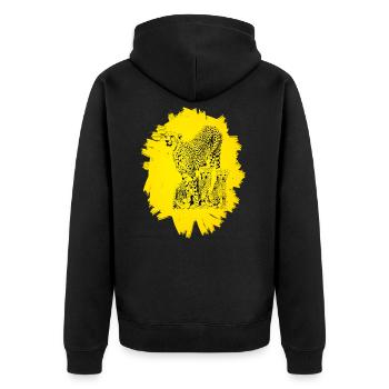 Geparden - Unisex Premium Bio Zip Hoodie - Schwarz - Hinten - Nico (187cm)