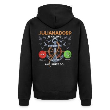 Julianadorp Niederlande Anker Urlaub - Unisex Premium Bio Zip Hoodie - Schwarz - Hinten - Nico (187cm)