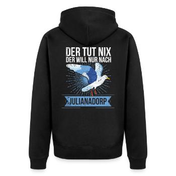 Retro Julianadorp Niederlande Möwe Urlaub - Unisex Premium Bio Zip Hoodie - Schwarz - Hinten - Nico (187cm)