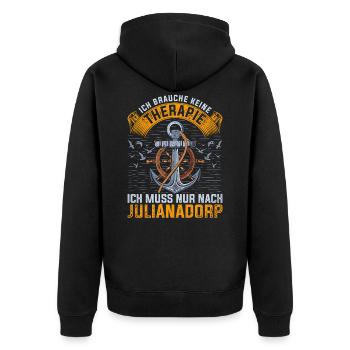 Julianadorp Niederlande Urlaub - Unisex Premium Bio Zip Hoodie - Schwarz - Hinten - Nico (187cm)