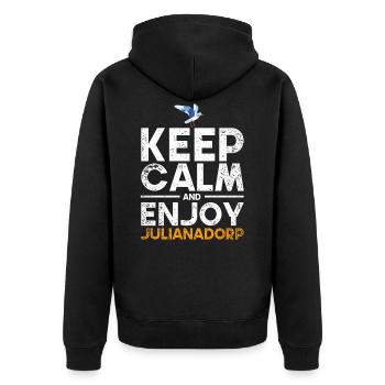 Julianadorp Niederlande Möwe Urlaub - Unisex Premium Bio Zip Hoodie - Schwarz - Hinten - Nico (187cm)