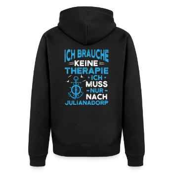 Julianadorp Niederlande Anker Urlaub - Unisex Premium Bio Zip Hoodie - Schwarz - Hinten - Nico (187cm)