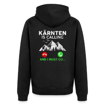 Kärnten ruft Alpen Österreich - Unisex Premium Bio Zip Hoodie - Schwarz - Hinten - Nico (187cm)