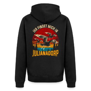 Retro Julianadorp Niederlande Urlaub Möwe - Unisex Premium Bio Zip Hoodie - Schwarz - Hinten - Nico (187cm)