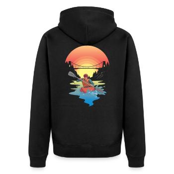 KAYAKS KANU RAFTING PADDEL BOOT Kayaking KAJAK - Unisex Premium Organic Zip Hoodie - black - Back - Nico (187cm)