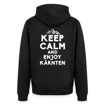 Kärnten Alpen Spruch - Unisex Premium Bio Zip Hoodie - Schwarz - Hinten - Nico (187cm)