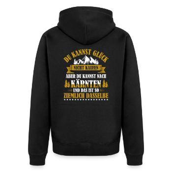 Kärnten Sehnsucht Alpen Österreich - Unisex Premium Bio Zip Hoodie - Schwarz - Hinten - Nico (187cm)