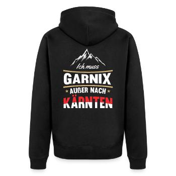 Kärnten Urlaub Alpen Österreich - Unisex Premium Bio Zip Hoodie - Schwarz - Hinten - Nico (187cm)