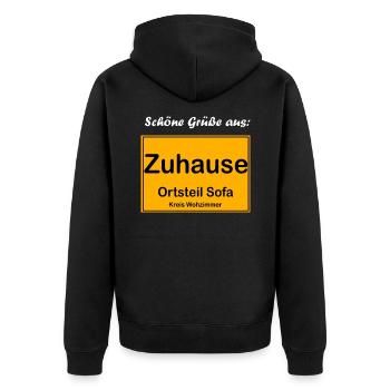 Willkommen Zuhause Ortsteil Sofa Kreis Wohnzimmer - Unisex Premium Bio Zip Hoodie - Schwarz - Hinten - Nico (187cm)