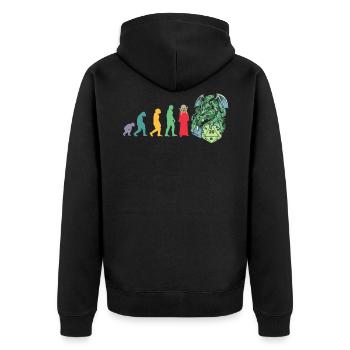 RPG Game Evolution Gamer D20 Dice Pen and Paper - Unisex Premium Bio Zip Hoodie - Schwarz - Hinten - Nico (187cm)
