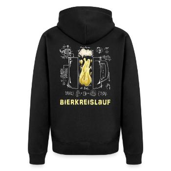 Bierkreislauf Bier Trinken und Kreislauf Entdecken - Unisex Premium Bio Zip Hoodie - Schwarz - Hinten - Nico (187cm)