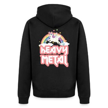 Einhorn Heavy Metal Unicorn Metal Musikgenre Rock - Unisex Premium Bio Zip Hoodie - Schwarz - Hinten - Nico (187cm)