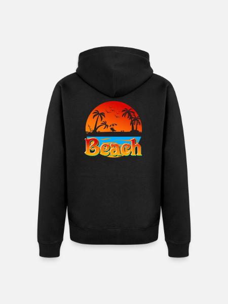 Beach - Unisex Premium Organic Zip Hoodie - black