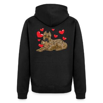 Presa Canario chien avec des animaux en peluche et des coeurs - Veste à capuche bio Premium Unisexe - noir - Dos - Nico (187cm)