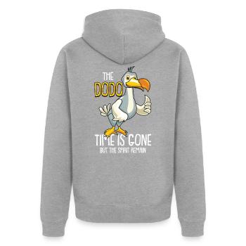 Dodo Mauritius Dronte - Unisex Premium Organic Zip Hoodie - heather grey - Back - Nico (187cm)
