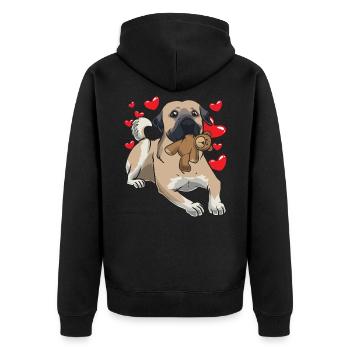 Kangal chien avec animal en peluche et de nombreux cœurs - Veste à capuche bio Premium Unisexe - noir - Dos - Nico (187cm)