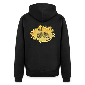 cheetah - Unisex Premium Organic Zip Hoodie - black - Back - Nico (187cm)