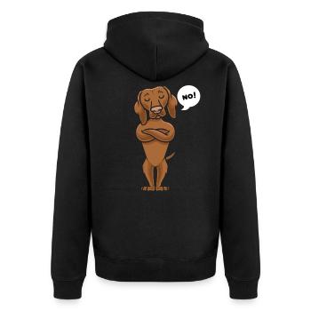 Sturer Magyar Vizsla Hund lustig - Unisex Premium Bio Zip Hoodie - Schwarz - Hinten - Nico (187cm)