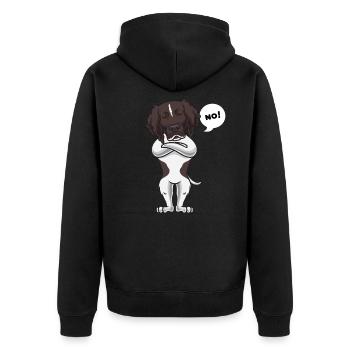 Sturer Kleiner Münsterländer Hund - Unisex Premium Bio Zip Hoodie - Schwarz - Hinten - Nico (187cm)