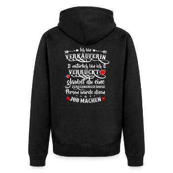 Verkäuferin Fachverkäuferin Einzelhandel Frauen - Unisex Premium Bio Zip Hoodie - Schwarz - Hinten - Nico (187cm)