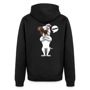 Sture American Bulldog Bulldogge Hund lustig - Unisex Premium Bio Zip Hoodie - Schwarz - Hinten - Nico (187cm)