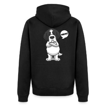 Sturer Schwarz Weißer Neufundländer - Unisex Premium Bio Zip Hoodie - Schwarz - Hinten - Nico (187cm)