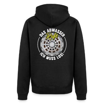 Retro Abwassertechnik Abwasser Kläranlage - Unisex Premium Bio Zip Hoodie - Schwarz - Hinten - Nico (187cm)
