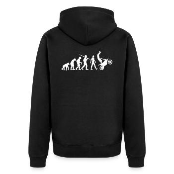 Motocross Evolution Biker - Unisex Premium Bio Zip Hoodie - Schwarz - Hinten - Nico (187cm)