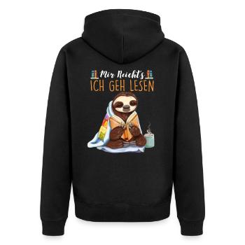 Mir Reicht's Ich geh Lesen Bücher Lesefan Bücherwu - Unisex Premium Bio Zip Hoodie - Schwarz - Hinten - Nico (187cm)