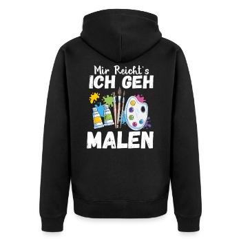 Mir Reicht's Ich geh Malen Lustiger Maler Spruch K - Unisex Premium Bio Zip Hoodie - Schwarz - Hinten - Nico (187cm)