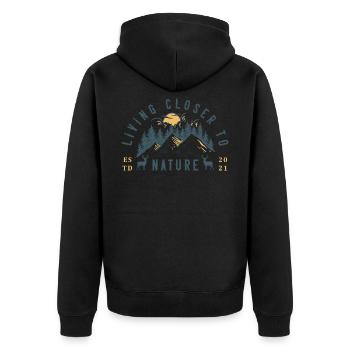 Living Closer To Nature Mountaineering Wanderer - Unisex Premium Organic Zip Hoodie - black - Back - Nico (187cm)