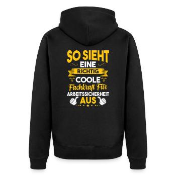 Fachkraft für Arbeitssicherheit Sicherheitskraft - Unisex Premium Bio Zip Hoodie - Schwarz - Hinten - Nico (187cm)