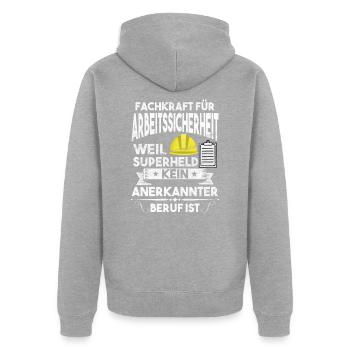 Fachkraft Arbeitssicherheit Sifa Sicherheitskraft - Unisex Premium Bio Zip Hoodie - Grau meliert - Hinten - Nico (187cm)