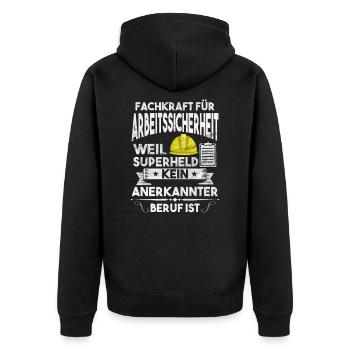 Fachkraft Arbeitssicherheit Sifa Sicherheitskraft - Unisex Premium Bio Zip Hoodie - Schwarz - Hinten - Nico (187cm)