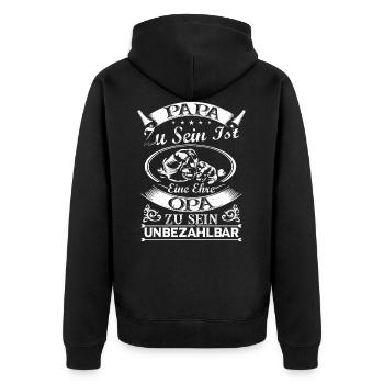 Papa Zu Sein Ist Eine Ehre Opa Zu Sein Unbezahlbar - Unisex Premium Bio Zip Hoodie - Schwarz - Hinten - Nico (187cm)