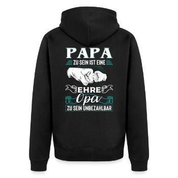 Papa Zu Sein Ist Eine Ehre Opa Zu Sein Unbezahlbar - Unisex Premium Bio Zip Hoodie - Schwarz - Hinten - Nico (187cm)