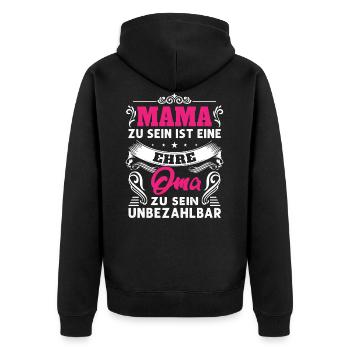 Mama Zu Sein Ist Eine Ehre Oma Zu Sein Unbezahlbar - Unisex Premium Bio Zip Hoodie - Schwarz - Hinten - Nico (187cm)