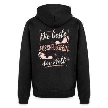 Die Beste Fußpflegerin der Welt - Unisex Premium Bio Zip Hoodie - Schwarz - Hinten - Nico (187cm)
